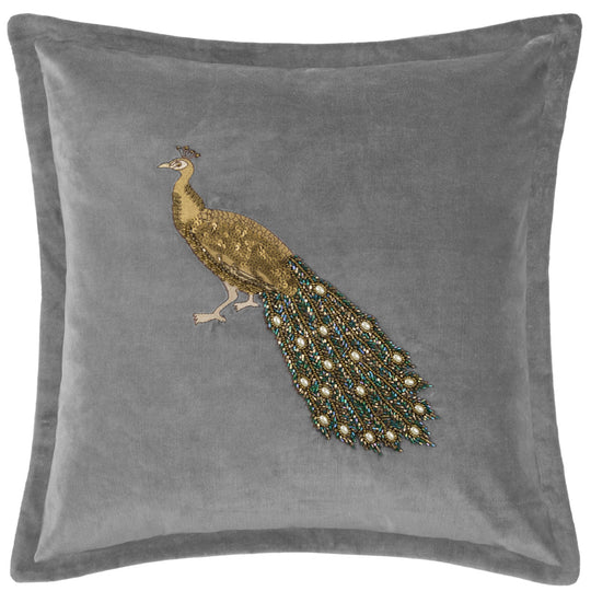 Mayura Steel Embroidered Feather Filled Cushion-55x55