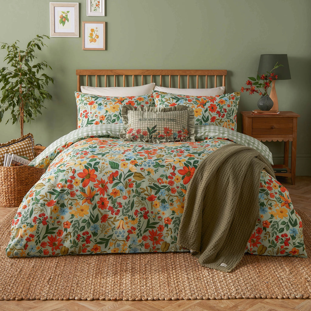 Meadow Green Haze Printed Duvet Cover Set