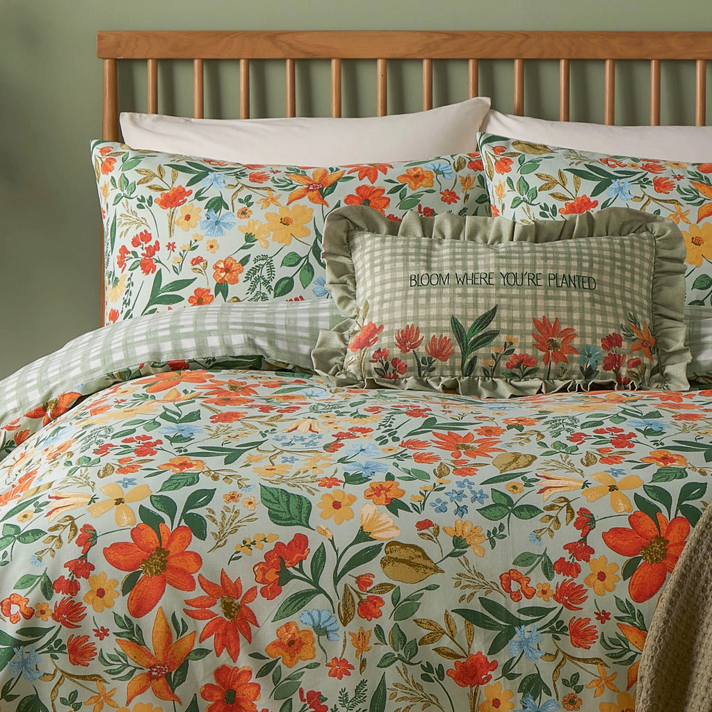 Meadow Green Haze Printed Duvet Cover Set