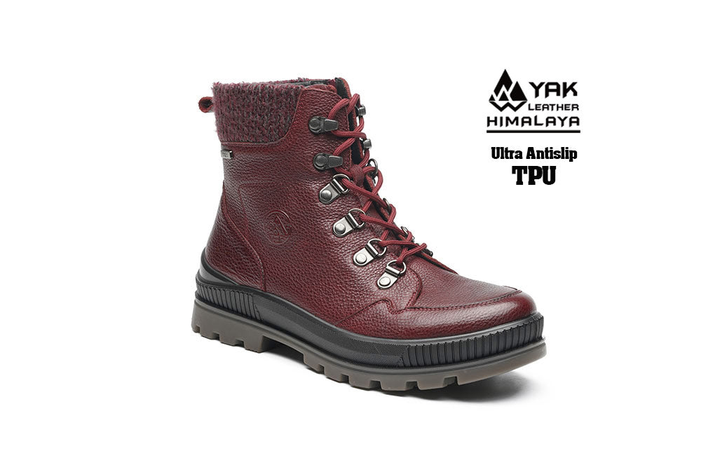 G-Comfort Ladies Burgundy Yak Soft Leather Waterproof Ankle Boots