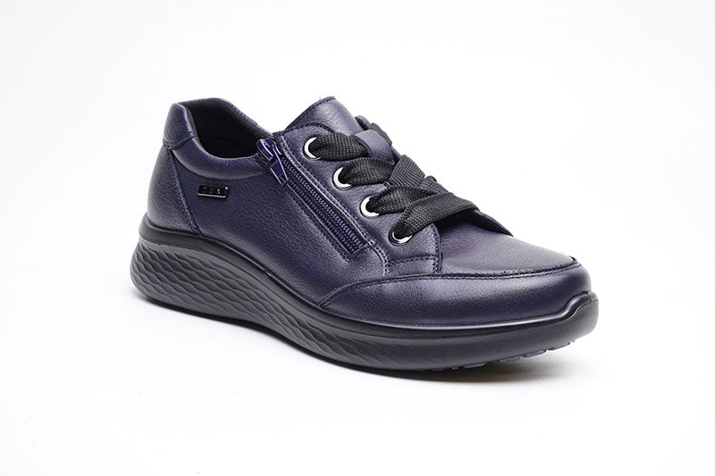 G Comfort Ladies Navy Leather Waterproof Sneakers