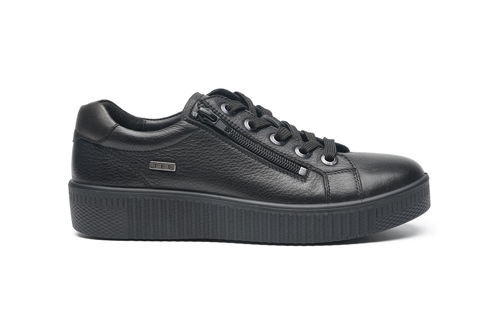 G-Comfort Ladies Black Soft Leather Waterproof Sneakers