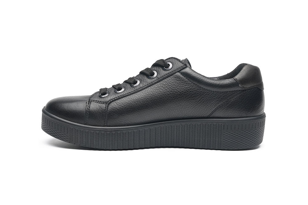 G-Comfort Ladies Black Soft Leather Waterproof Sneakers