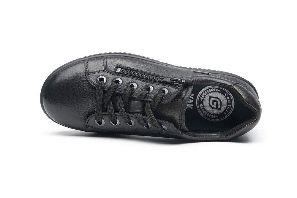 G-Comfort Ladies Black Soft Leather Waterproof Sneakers