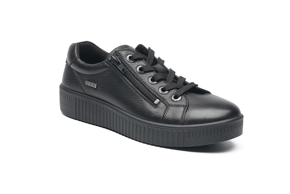 G-Comfort Ladies Black Soft Leather Waterproof Sneakers