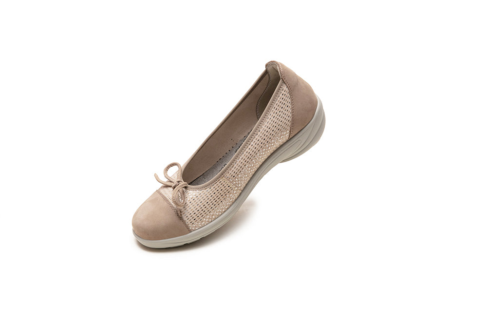 knee length dresses for ladies G-Comfort Ladies Taupe and Beige Leather Shoes