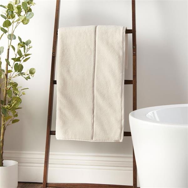 Bianca Cream Zero Twist Satin Stitch Towel