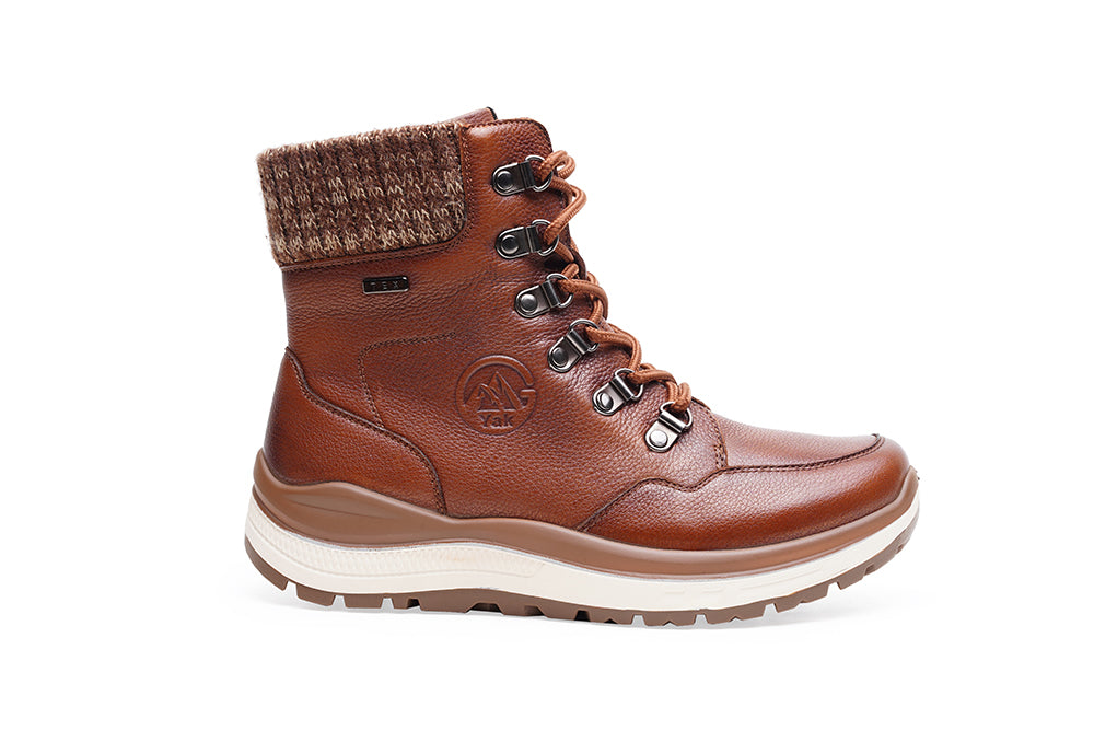 G Comfort Ladies Cognac Waterproof Leather Boots