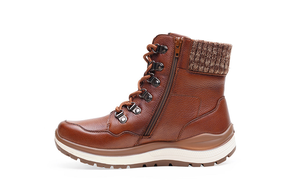 G Comfort Ladies Cognac Waterproof Leather Boots