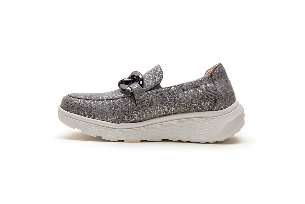 Grey Leather G-Comfort Loafers
