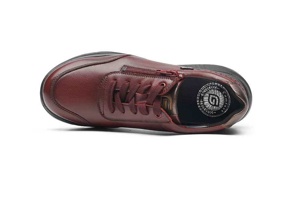 G-Comfort Ladies Burgundy Soft Leather Waterproof Sneakers