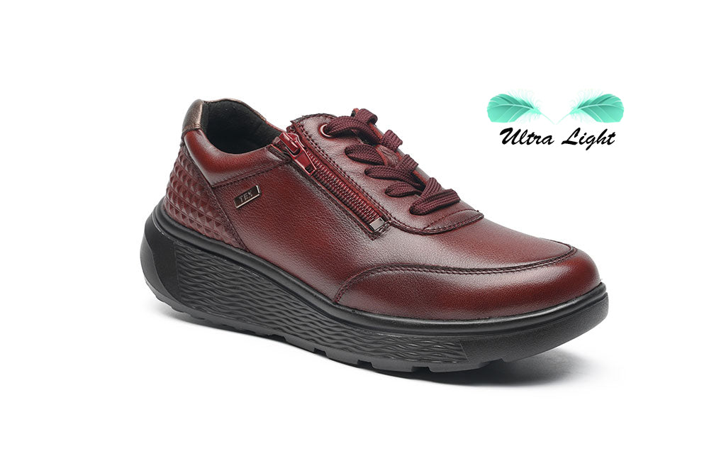 G-Comfort Ladies Burgundy Soft Leather Waterproof Sneakers