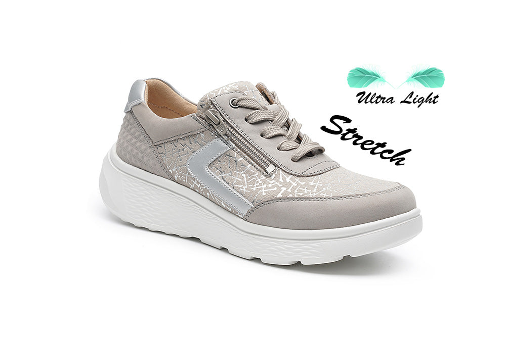 G-Comfort Ladies Grey Leather Sneakers