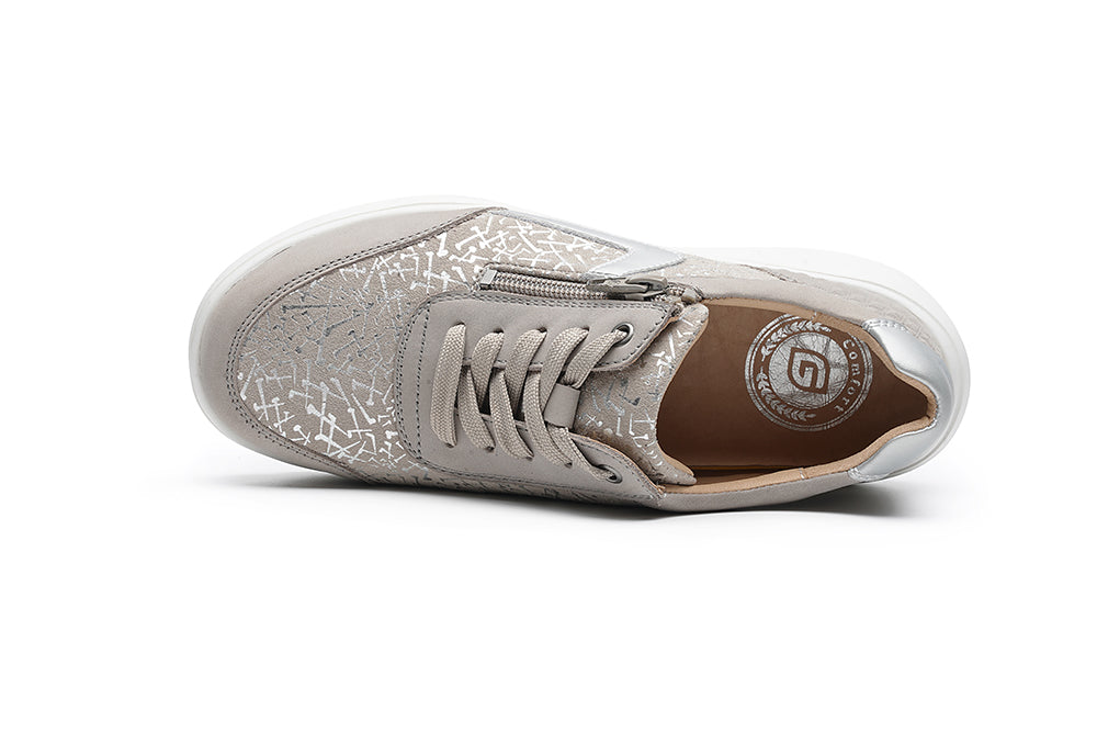 G-Comfort Ladies Grey Leather Sneakers