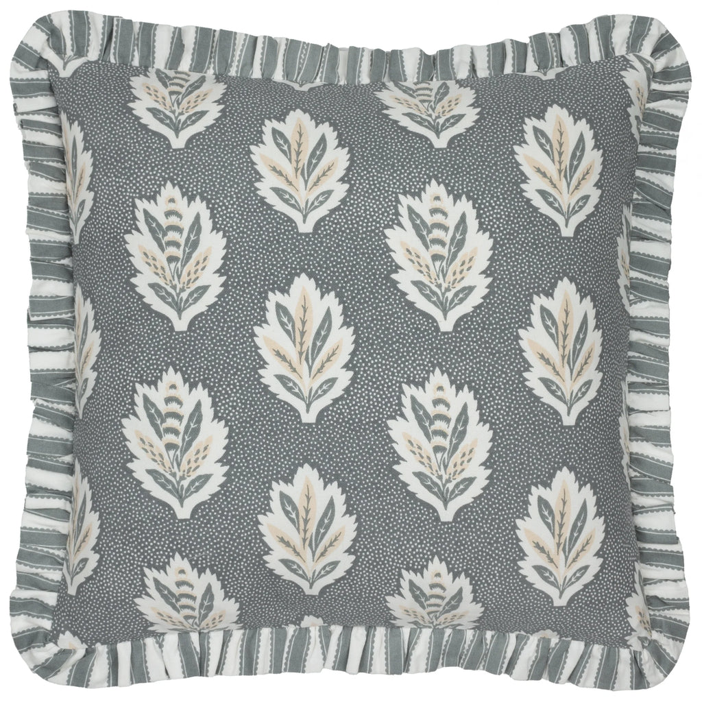 Sessile Delph Blue Leaf Ruffle Cushion Cover