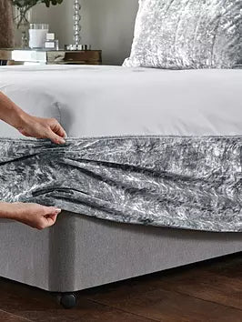 Catherine Lansfield Silver Crushed Velvet Bed Base Wrap