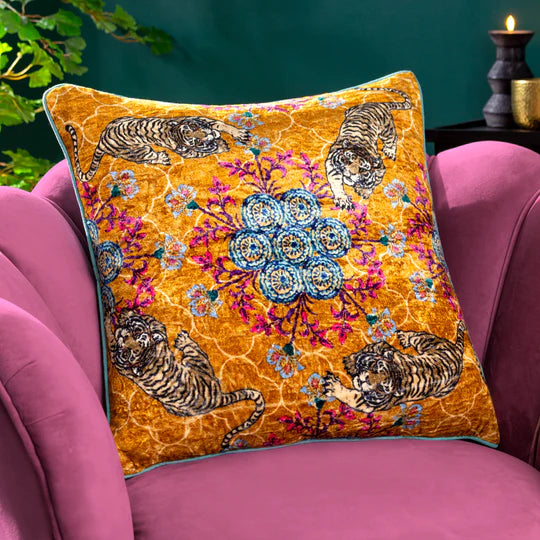 Tigerscope Gold Feather Filled Cushion