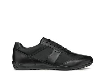 Geox Mens Black Leather Sneakers