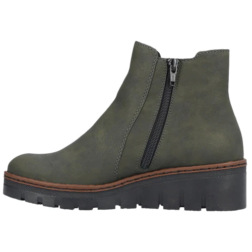 Rieker Ladies Green Wedge Ankle Boots
