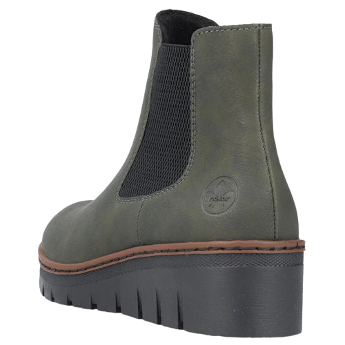 Rieker Ladies Green Wedge Ankle Boots
