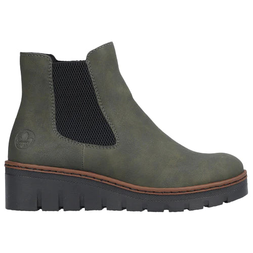 Rieker Ladies Green Wedge Ankle Boots
