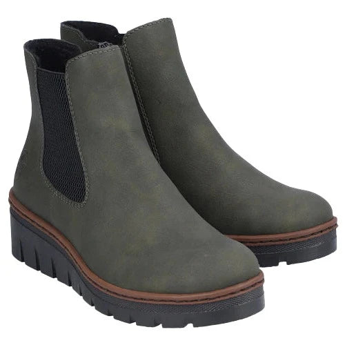 Rieker Ladies Green Wedge Ankle Boots
