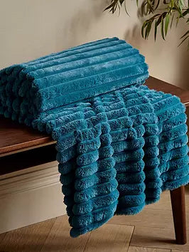 Catherine Lansfield Teal Cosy Ribbed Soft Throw
