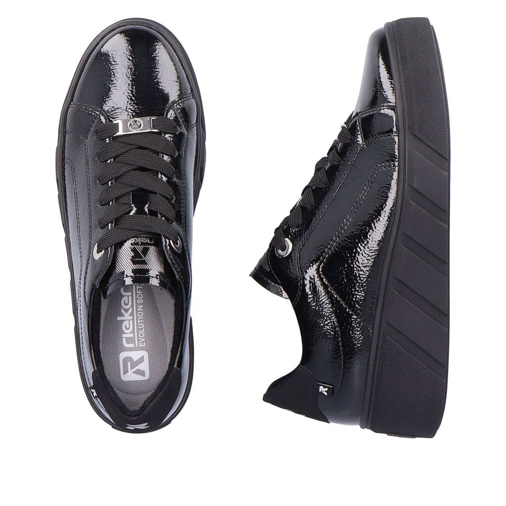 Rieker Revolution Black Patent Leather Trainers