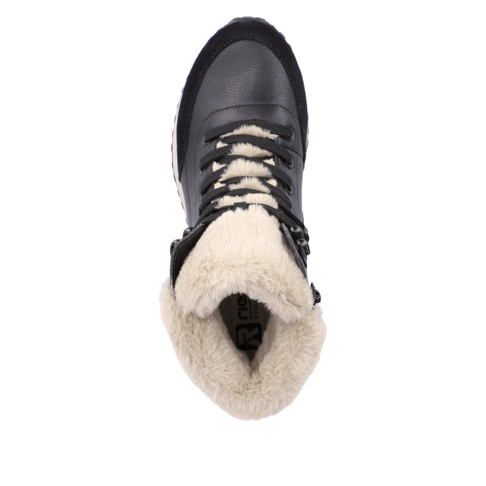Rieker Black Boot Lined with Lambs Wool