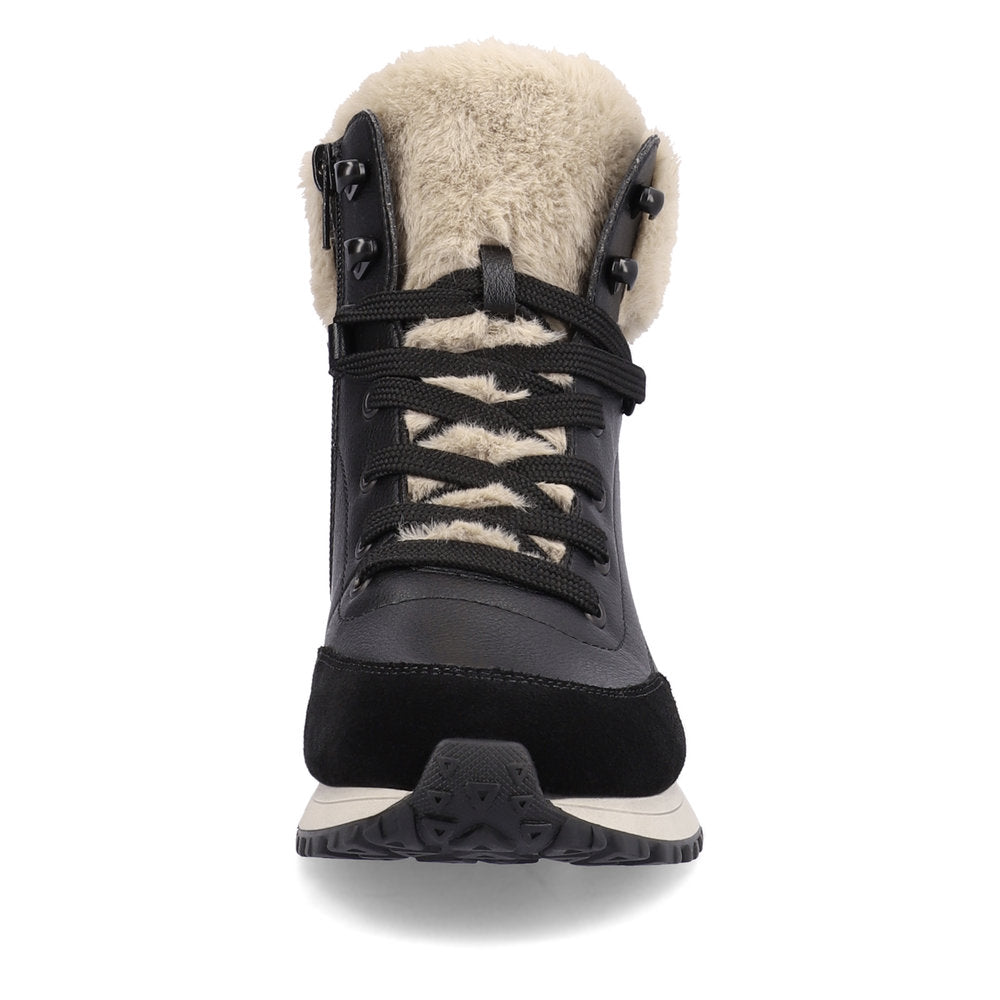 Rieker Black Boot Lined with Lambs Wool