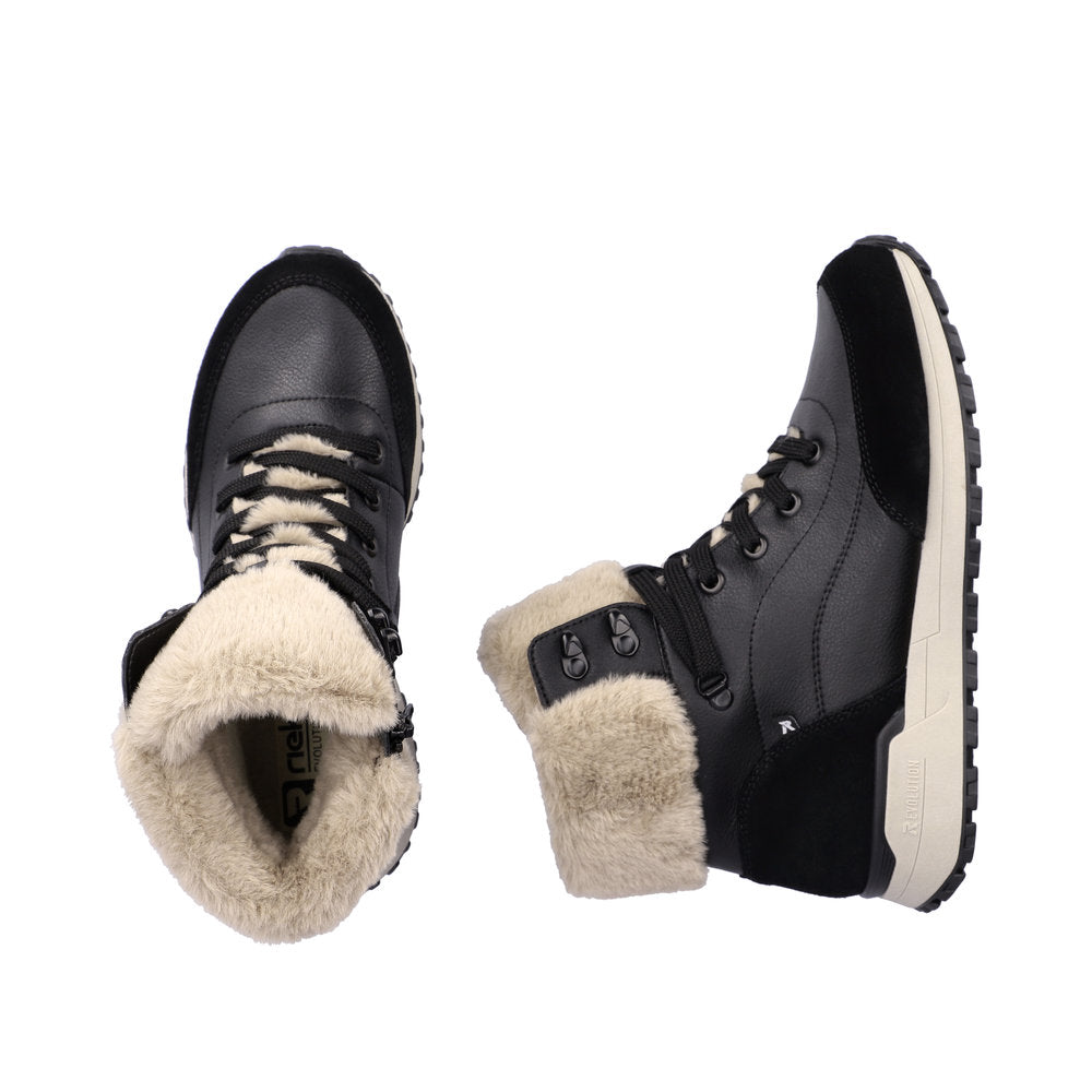 Rieker Black Boot Lined with Lambs Wool