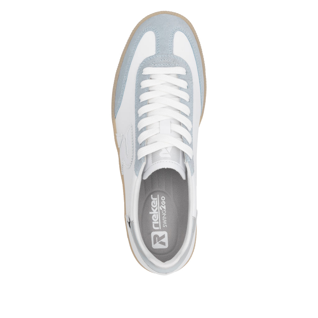 Rieker Sport Blue and White Leather Ladies Sneakers