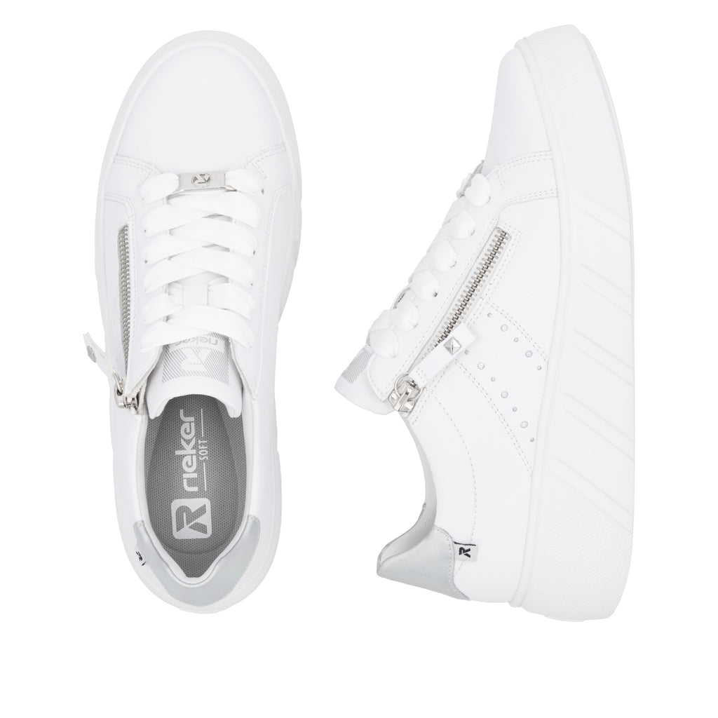 Rieker White Leather Ladies Sneakers