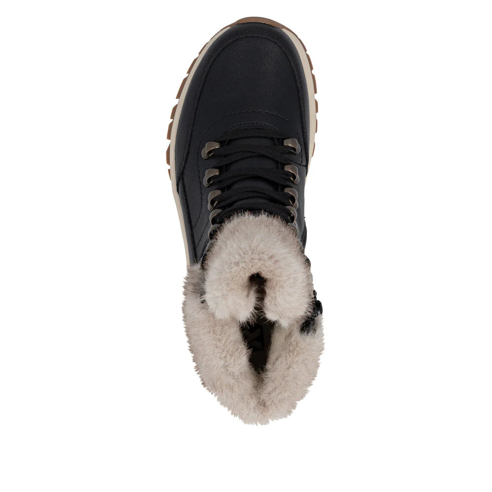 Rieker Ladies Black and Beige Waterproof Walking Boots