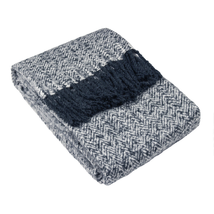 Weaver Herringbone Navy Throw
