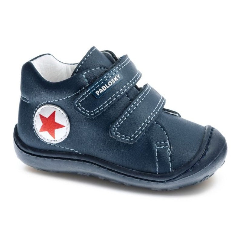 Pablosky Navy and Red Star Leather Booties