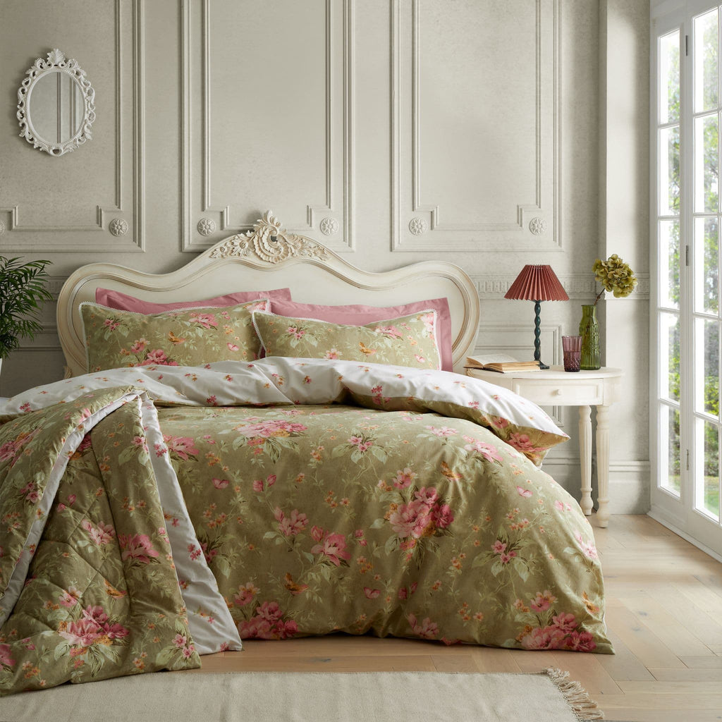 Bridgerton Penelope Green Floral Duvet Set by Catherine Lansfield