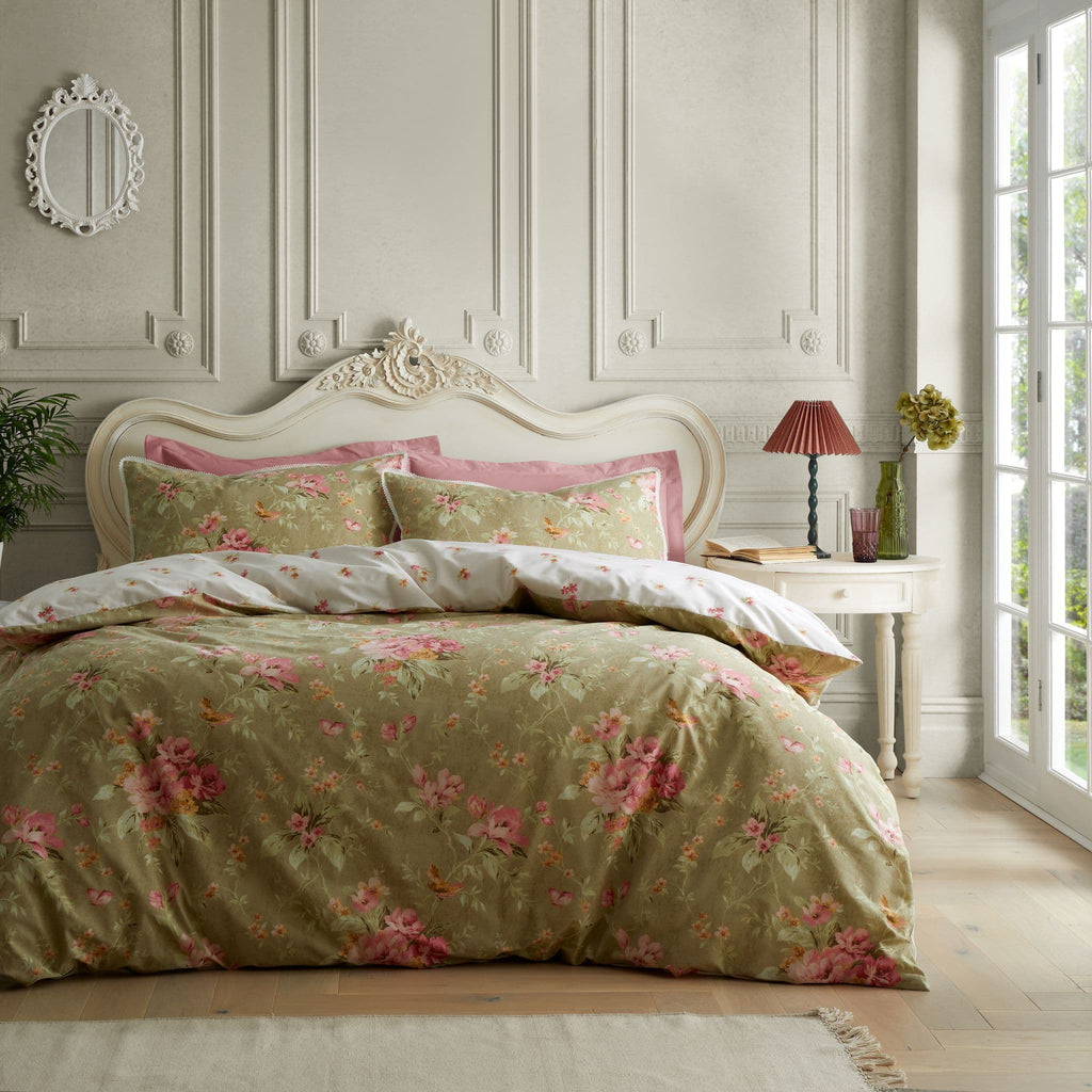 Bridgerton Penelope Green Floral Duvet Set by Catherine Lansfield