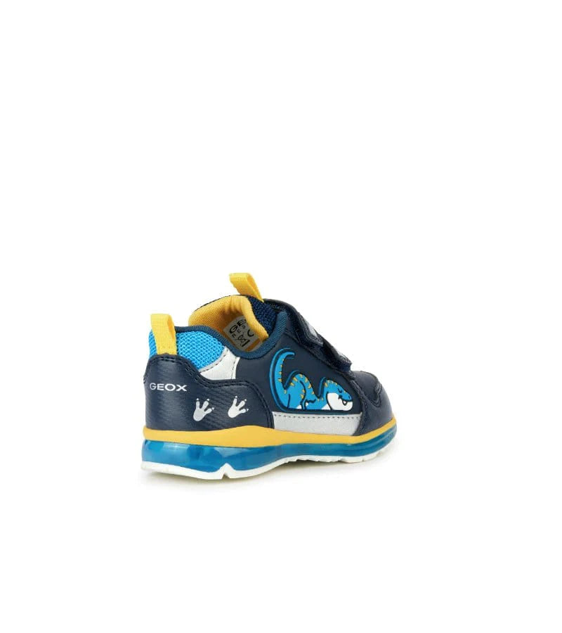 Geox Navy and Yellow Dinosaur Trainers with Lights