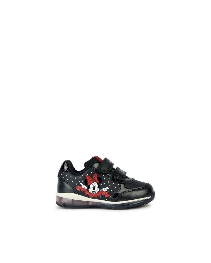 Geox Minnie Mouse Black and Red Trainers with Lights