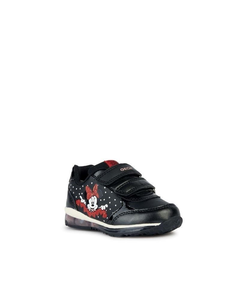 Geox Minnie Mouse Black and Red Trainers with Lights