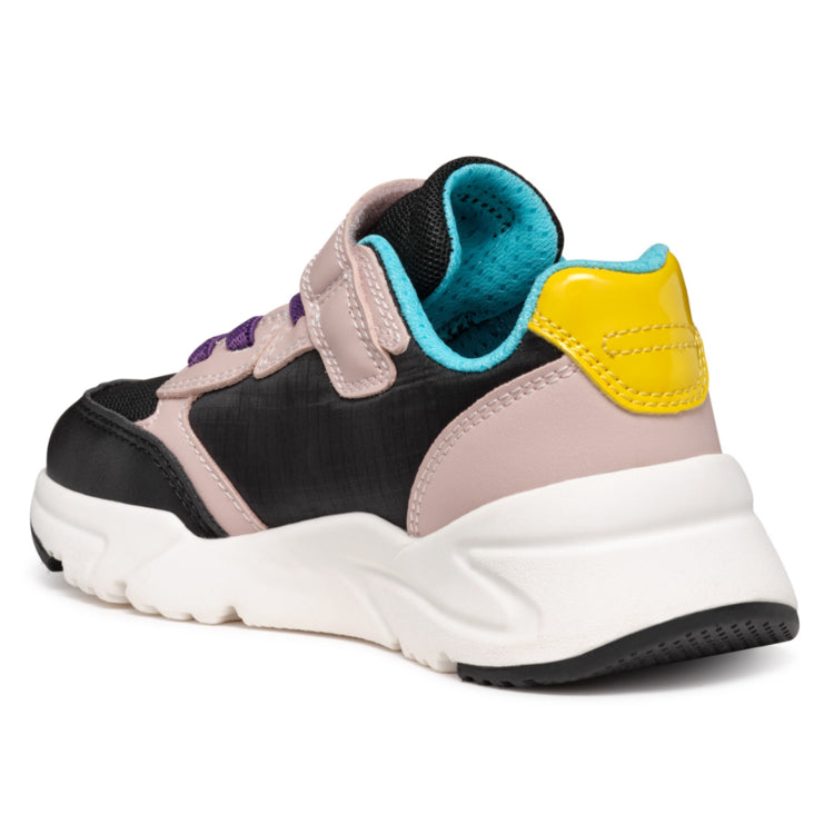 Geox Girls Black and Light Rose Trainers