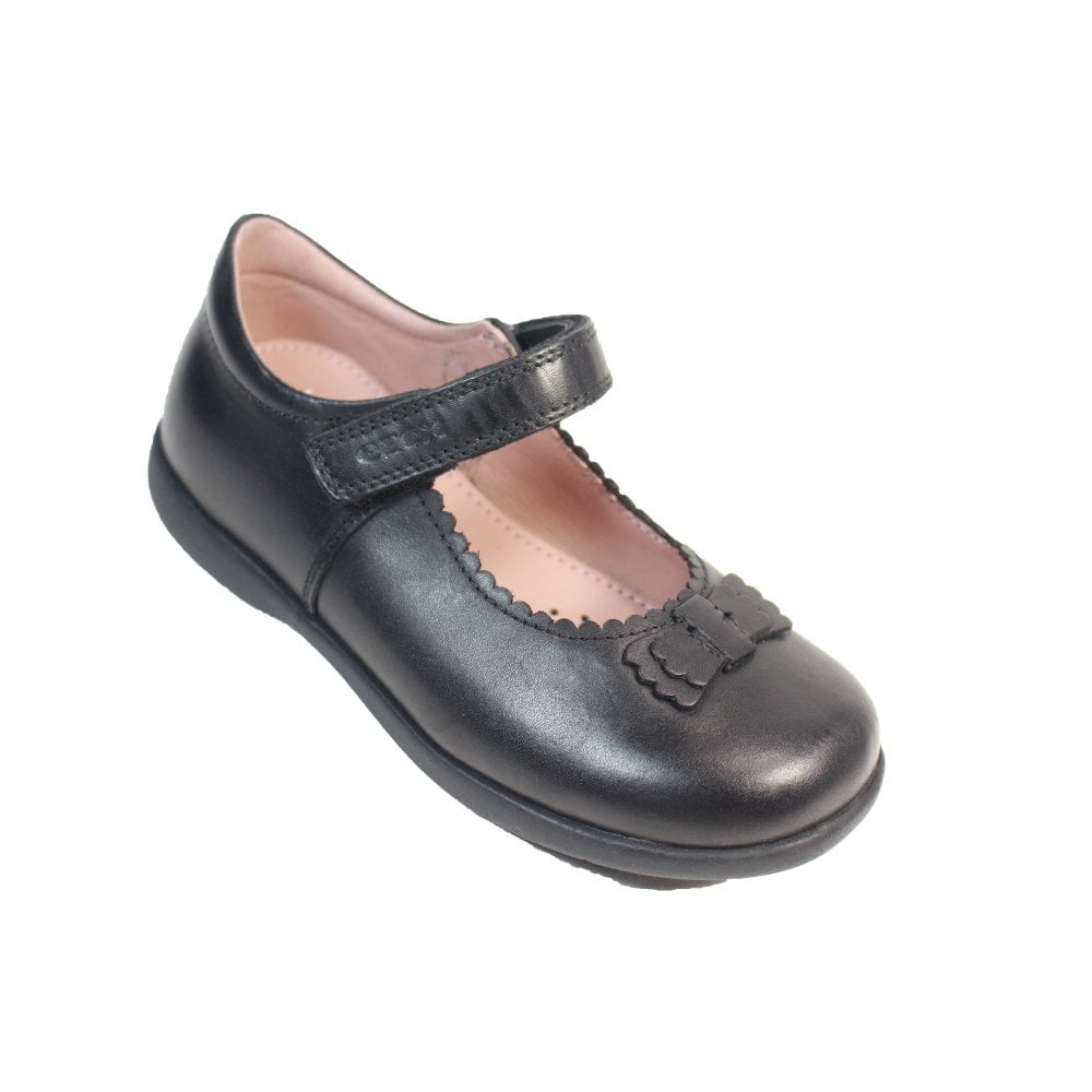 Geox Naimara Black Leather School Shoes