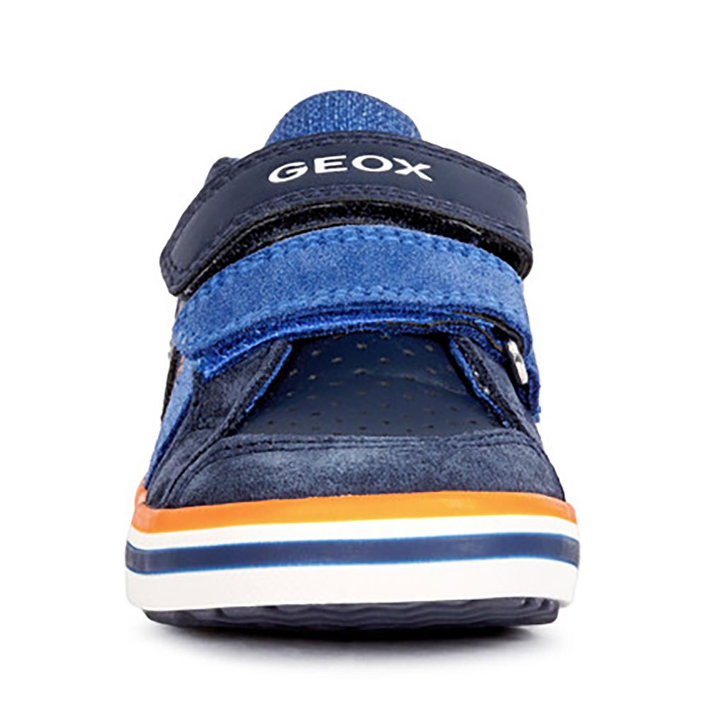 Geox Navy and Orange Suede Leather Baby Boys Sneakers