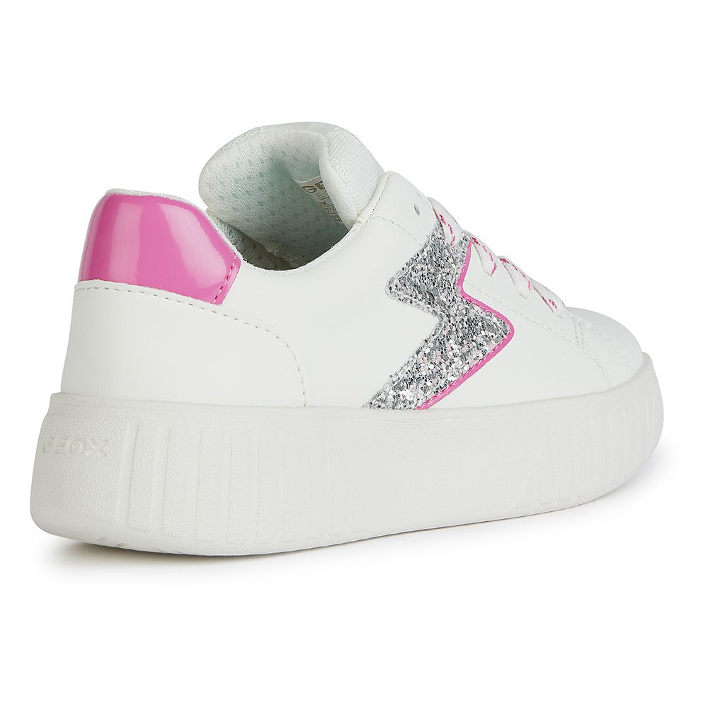 Geox White, Fuchsia and Sparkly Silver Sneakers