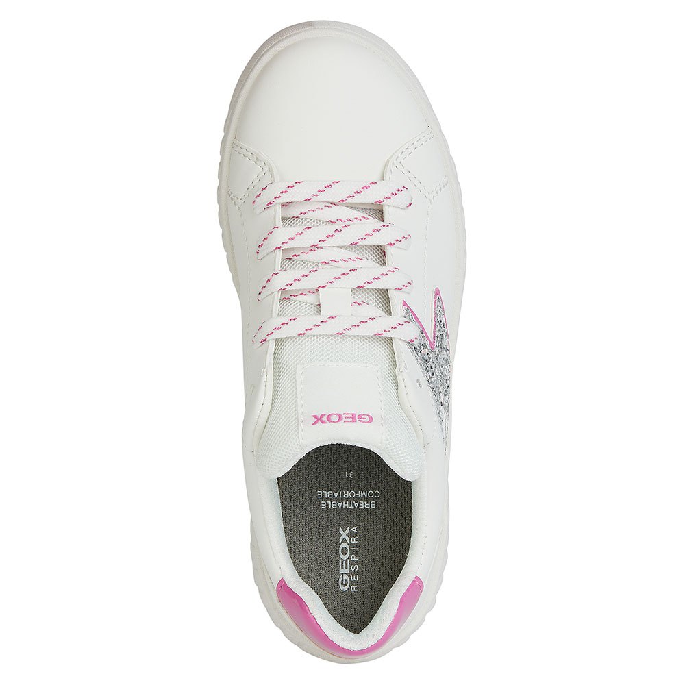 Geox White, Fuchsia and Sparkly Silver Sneakers