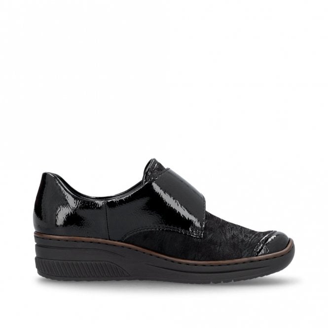 Rieker Ladies Black Patent Leather Shoes