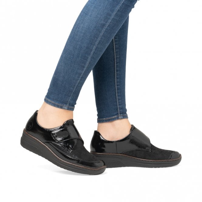 Rieker Ladies Black Patent Leather Shoes