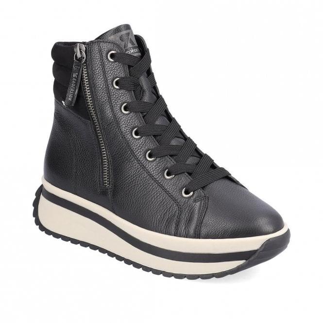 Rieker Revolution Black Leather Ladies Ankle Boots