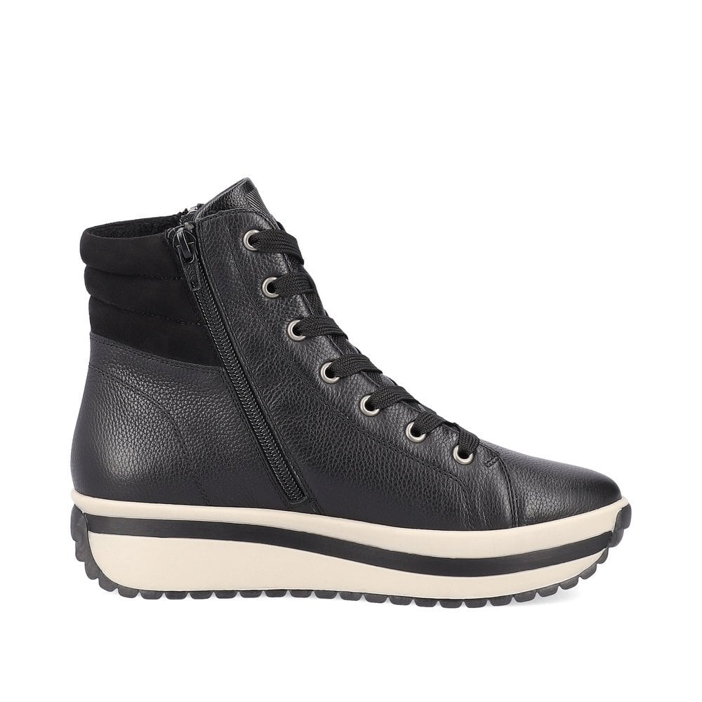 Rieker Revolution Black Leather Ladies Ankle Boots